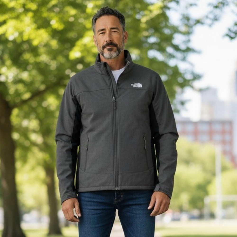 The North Face Apex Bionic Mens Softshell Jacket Grey Black Full Zip Size Large